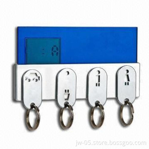 Promotional Digital Desk Clock with LCD Screen and Four Key Rings